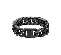 FaithHeart Gourmette Homme Acier Noir 23cm, Chaîne Gros Maillon 17mm