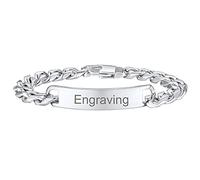 FaithHeart Gourmette Homme Personnalisé Prénom Bracelet Acier Inoxydable Personnalisable