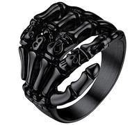 FaithHeart Grand Chevalière Bague Noir Main de Squelette Satan Taille 69