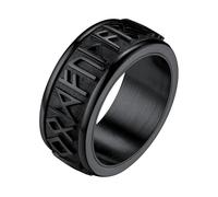 FaithHeart Grande Bague 72 pour Homme Noir Acier Inoxydable Viking Rune Bijoux Runique Nordique Protection Hip Hop Biker Punk