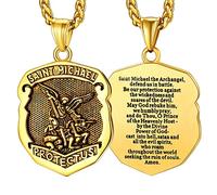 FaithHeart Médaille Archange Michael Or Pendentif Saint Michel Collier Ange Gardien Bijoux Religieux Porte Bonheur Homme Femme Ado Garçon
