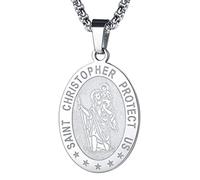 FaithHeart Médaille Saint Christophe Collier Religieux Acier Inoxydable Pendentif Chrétienne Bijoux Porte Bonheur Homme