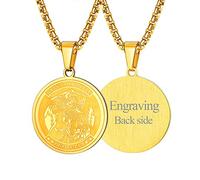 FaithHeart Médaille St Michel Plaqué Or Personnalisable Pendentif Archange Michael Prénom Personnalisé Bijoux Collier Nom Gravé Cadeau Anniversaire pour Femme Homme