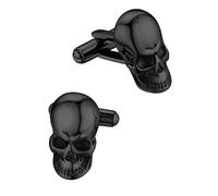 FaithHeart Paire de Boutons de Manchette Tête de Mort Acier Inoxydable Noir