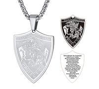 FaithHeart Pendentif Blason Saint Michel Acier Inoxydable Medaille Archange Michael Collier Religieux Bijoux Porte Bonheur Amulette de Protection Cadeau pour Femme Homme