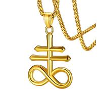 FaithHeart Pendentif Croix de Satan Or Collier Léviathan Bijoux Satanique Homme