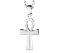 FaithHeart Pendentif Croix Femme Acier Inoxydable Collier Ankh Croix Egyptienne Bijoux Croix de Vie Amulette de Protection Cadeau Porte Bonheur pour Homme