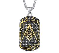 FaithHeart Pendentif Maçonnique Homme Collier Franc Maconnerie Acier Inoxydable