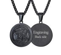 FaithHeart Pendentif Saint Michel Noir Homme Personnalisable Medaille Archange Michael Médaille St Michel Bijoux Personnalisable Cadeau Anniversaire pour Femme Ado Garçon