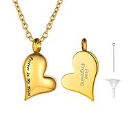 FaithHeart Pendentif Urne Funeraire Personnalisable Coeur en Or Gravé “Forever in My Heart”,Collier pour Cendres en Acier Inoxydable avec Chaine 50+5 cm,Bijoux Mémorial Crémation pour Hommes,Femmes
