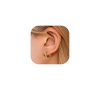 FaithHeart Petite Créole Argent 14mm Plaqué Or, Anneau Oreille Femme Doree, Créole Homme 14mm, S925 Gold Huggie Hoop Earrings