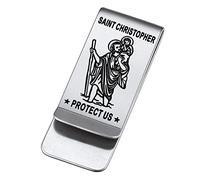 FaithHeart Pince à Billets Saint Christophe Homme Bijoux Religieux Money Clip en Acier Inoxydable