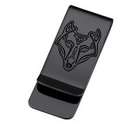 FaithHeart Pince à Billets Tête de Loup Viking Homme Acier Inoxydable Bijoux Religieux Money Clip Portefeuille