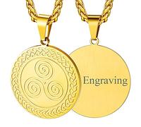 FaithHeart Triskele Triquetra Trinité Noeud Celtique Collier Plaqué Or Pendentif Personnalisé Prénom Viking Médaille Bijoux Homme Femme
