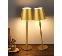 Faithorse Lampe Rechargeable Sans Fil, Lot de 2 Lampes à Piles 5200mAh IP54 Étanche Sans Fil avec 3 Modes de Couleur, Commande Tactile, Veilleuse pour Chambre (Or)