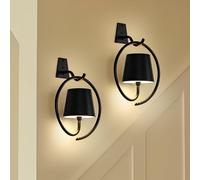 Faithorse Lot de 2 appliques murales LED d'intérieur sans connexion électrique avec interrupteur (noir, 2 pièces)