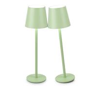 Faithorse Lot de 2 lampes de table sans fil 5200 mAh à piles IP54 étanches avec 3 modes de couleur, veilleuse rechargeable, contrôle tactile, lampe de chevet pour chambre à coucher (vert gazon)