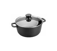 Lacor 25824 Faitout Fonte d'Aluminium Forte avec Couvercle Verre Diamètre: 24 cm, Noir