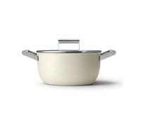 Smeg Casserole CSF2412CRM 24 cm anti-adhésive céramique sans PFAS avec couvercle crème mat