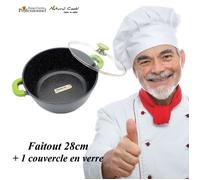 Faitout - 28cm - 4,5 litres - Antiadhésif - Pierre granité céramique - Espace Cuisine Professionnel