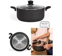 Faitout 28cm Antiadhésif Noir Poignées En Revêtement Silicone Soft Touch Résistant À La Chaleur Tous Feux Dont Induction