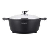 Royalty Line Rl-Gsm 20 24 26 28 30 32 34 CM Marmorbeschichtung Casserole avec Couvercle en Verre - Rl-hs1014m Rouge Pourriture, RL-GS32M BLACK 32cm