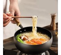 Faitout à fond plat en fer forgé martelé à la main avec grand motif pour frire les aliments pour bébé et les nouilles, ustensile de cuisine en métal non revêtu, taille 20/24/26 cm (20 x 9,5 cm)