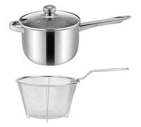 Faitout à frire avec panier et couvercle en acier inoxydable antiadhésif, pour friteuse profonde, ustensiles de cuisine | Convient pour plaques à induction, céramique et électrique, idéal pour