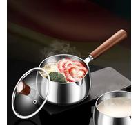 Faitout à lait en acier inoxydable avec poignée en bois, conçu pour induction et cuisinière à gaz, convient pour faire fondre le beurre, chauffer les sauces et le chocolat (700 ml)