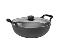 Faitout à soupe pour la maison, idéal pour la cuisine avec double oreille et ragoût, en métal, méthodes de cuisson adaptables, que vous mijotiez (casserole de 27 cm + couvercle en verre)