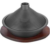 Faitout à tajine en fonte avec plateau, couvercle conique antiadhésif, compatible avec cuisinière à induction et gaz, ustensiles de cuisine essentiels