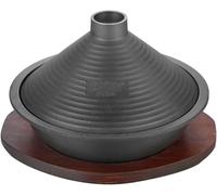 Faitout à tajine marocain en fonte antiadhésive avec couvercle conique, compatible induction et gaz, indispensable pour une cuisine authentique