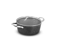 Faitout Aluminium Forge 24cm 4.1l Effet Pierre Couvercle Verre Tfi Hight_ft24tfi