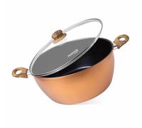 Faitout anti-adhésif avec couvercle en verre - Marmite à induction - Casserole profonde de cuisine - 32 cm, cuivre - par Nuovva