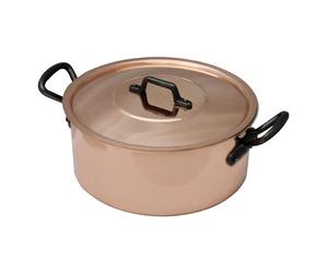 Faitout avec couvercle en cuivre massif 24 cm Baumalu
