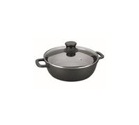 LACOR Faitout Bas Induction en Fonte d'aluminium avec Couvercle en Verre - Ø 24 cm Fonte Forte, Noir