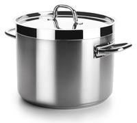 Faitout bas avec couvercle de 28 cm, fabriqué en acier inoxydable, convient pour tous les types de cuisinières, idéal pour les ragoûts et la cuisson à feu doux. Conçu pour une utilisation quotidienne