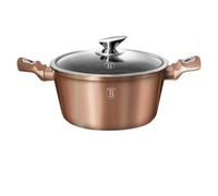Berlinger Haus, Casserole avec couvercle, 30 cm, Collection Rose Gold, revêtement en marbre antiadhésif à 3 couches, Poignée de touche souple ergonomique, Pour tous feux