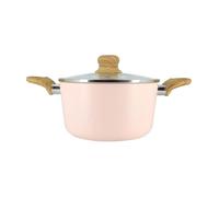 Faitout colorama 20cm en aluminium recycle rose couvercle en verre