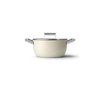 Smeg Casserole CSF2412CRM 24 cm anti-adhésive céramique sans PFAS avec couvercle crème mat