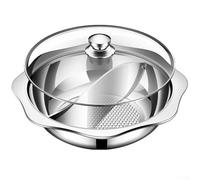 Faitout de cuisine en acier inoxydable, séparateur double saveur, marmite double divisée pour la maison, la cuisine, la soupe double face pour plaque de cuisson à induction (argent1)