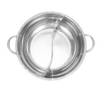 Faitout divisé en acier inoxydable en forme de S - Double soupe - Sans goût - Compatible induction et gaz - Argenté - Pour repas de famille Shabu Shabu (36 cm)