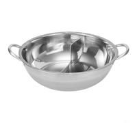 Faitout double divisé en acier inoxydable 28 cm avec séparateur pour bouillon épicé et non épicé - Compatible avec cuisinière à gaz et induction - 26 x 17 x 7 cm - Batterie de cuisine (28 cm)