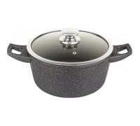 Faitout - Effet Pierre - 28 cm - Aluminium - Couvercle en Verre - Antiadhésif - Tous feux dont induction