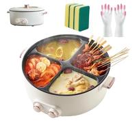 Faitout électrique de grande capacité de 6 L pour Shabu Shabu, idéal pour les fêtes de famille et la cuisine à la maison - Profitez de 4 saveurs dans une seule casserole