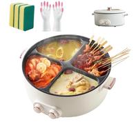 Faitout électrique multifonction de 6 L avec 4 compartiments de séparation, parfait pour les fêtes à la maison et la casserole chinoise, grande capacité pour la cuisson simultanée de 4 saveurs