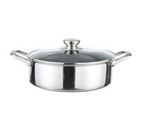 Faitout en acier inoxydable avec couvercle en verre - Diamètre : 24 cm - 2,2 l - Anti-adhésif - Structure en nid d'abeille - Passe au four - Revêtement anti-adhésif en nid d'abeille