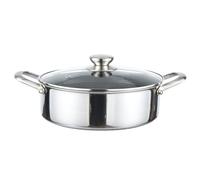 Faitout en acier inoxydable avec couvercle en verre - Diamètre : 28 cm - 3,5 l - Anti-adhésif - Structure en nid d'abeille - Passe au four - Revêtement anti-adhésif en nid d'abeille