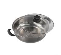 Faitout en acier inoxydable avec couvercle en verre et double poignée pour une répartition homogène de la chaleur et une cuisson robuste Convient pour les soupes, ragoûts et plats chauds (28 cm)