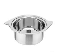 Faitout en acier inoxydable avec fond plat pour une chaleur uniforme, bain-marie simple pour soupe, lait de ramen, design, argent, 14 cm et 16 cm (A 16 cm)
